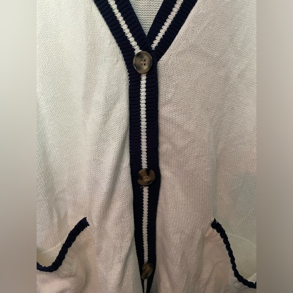 St. John’s Bay NWT varsity men’s knit cream & navy cardigan size XL - Picture 6 of 10